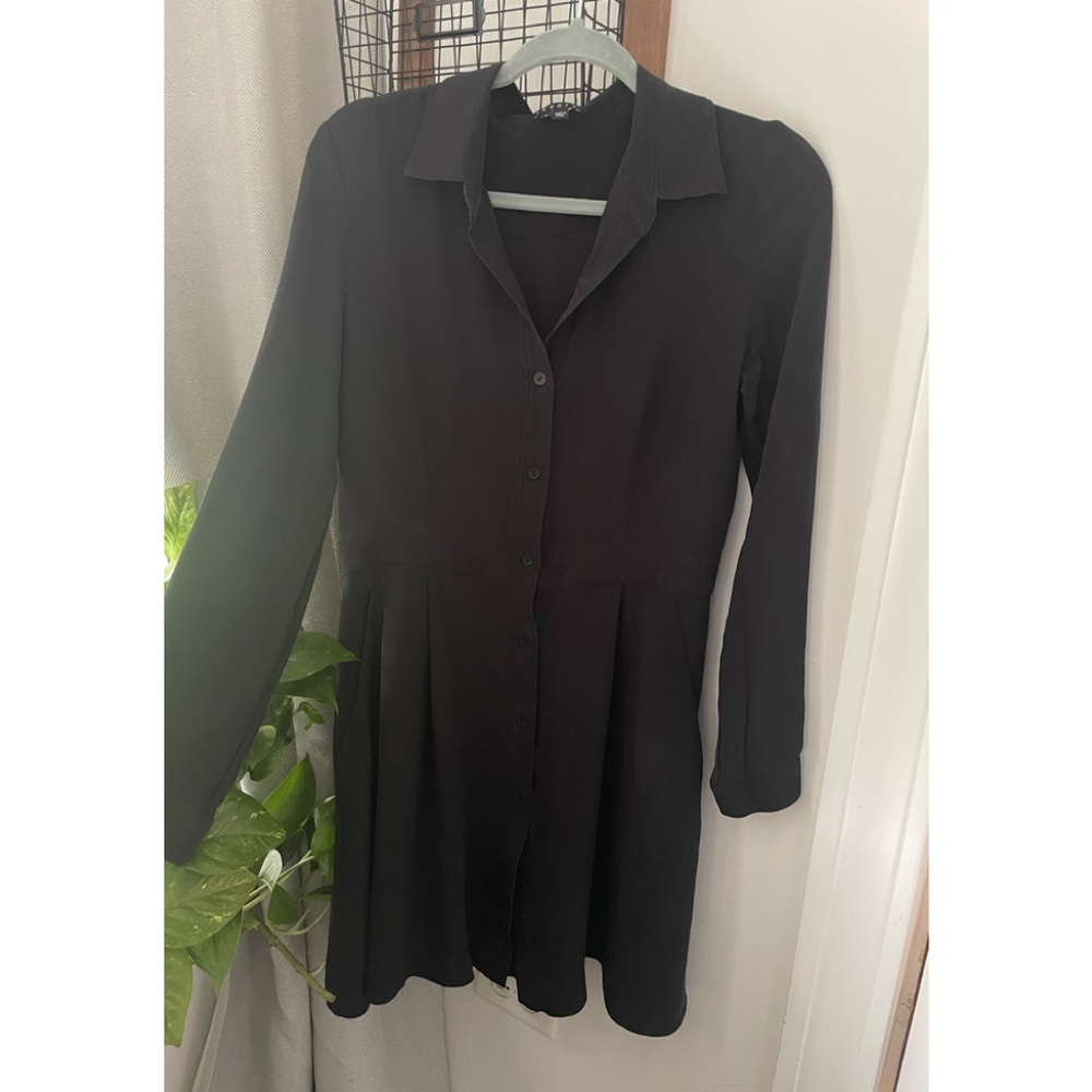 Black button down dress by Theory.